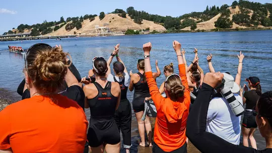Rowing win celebration