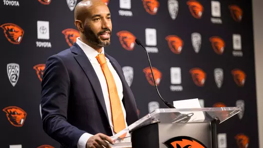 Justin Joyner is introduced as Oregon State Men's Basketball Head Coach on Monday