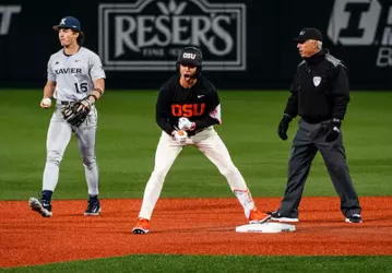 Tyler Inge after doubling in two runs against Xavier on March 9, 2026