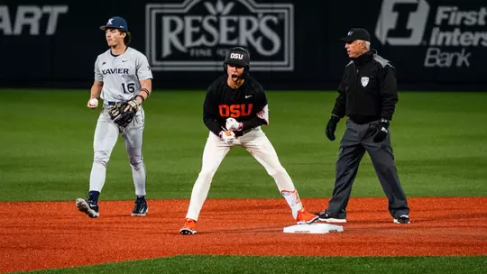 Tyler Inge after doubling in two runs against Xavier on March 9, 2026