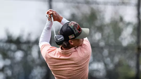 Antoine Jasmin swings a club during the Beavers' trip to the Duck Invitational in March 2026