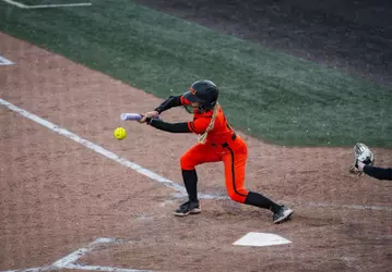 Camrynn Gordon bunts the ball.