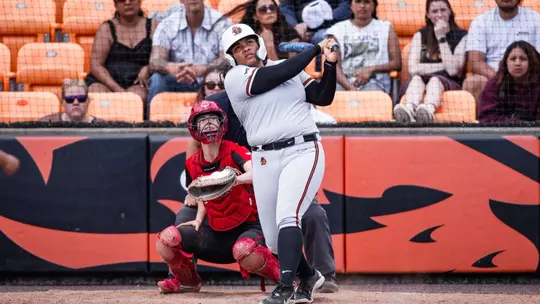 Tristian Thompson stares down her three-run home run.