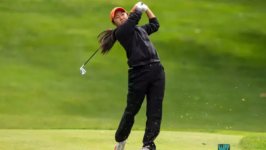 April 27, 2026; Fairfield, CA, USA; Oregon State Beavers golfer Raya Nakao during the WCC Golf Championships at Green Valley Country Club.