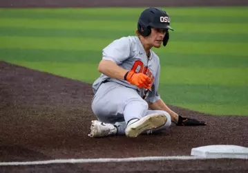 Adam Haight slides into third base against Lamar on April 3, 2026