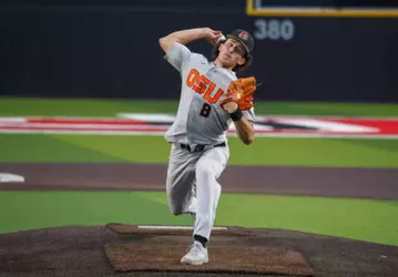 Dax Whitney delivers a pitch against Lamar on April 3, 2026