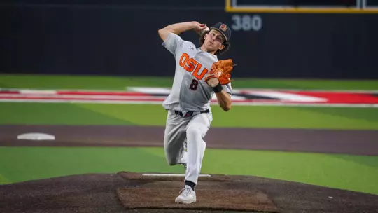 Dax Whitney delivers a pitch against Lamar on April 3, 2026
