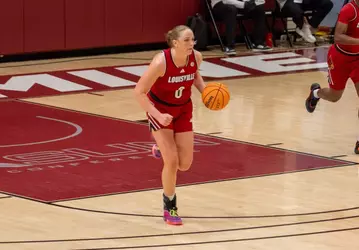 Laura Ziegler dribbles against ETSU