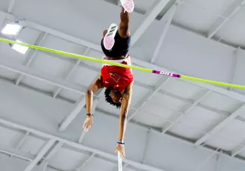 Collin Pate clears the pole vault at the 2026 Rod McCravy Memorial Invitational