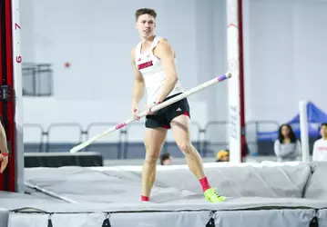 KJ Byrd pole vaulting at the 2026 PNC Lenny Lyles Invitational