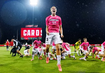 Cooper Olson celebrates after beating NC State 2-1 at the Dr. Mark and Cindy Lynn Stadium on October 2.