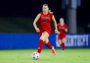 McKalie Ball moves up field with the ball at Kentucky