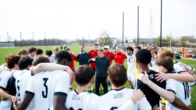 John Michael Hayden encourages the Cards after the match against Lou City at the Lynn Family Sports Vision & Training Center on February 28.