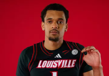 LOUISVILLE, KENTUCKY - APRIL 22: De'Shayne Montgomery visits the University of Louisville at the Planet Fitness Kueber Center in Louisville, Kentucky on April 22, 2026. (Photo by Chris Carter/Chris Carter Media)