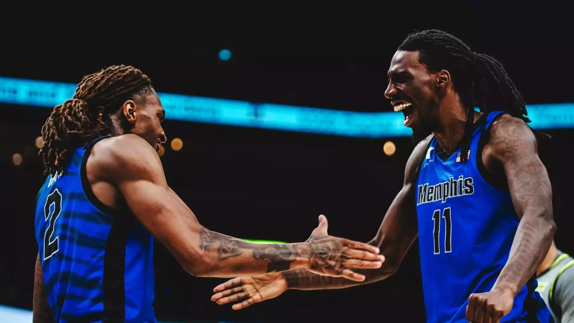 Zach Davis and Aaron Bradshaw celebrating