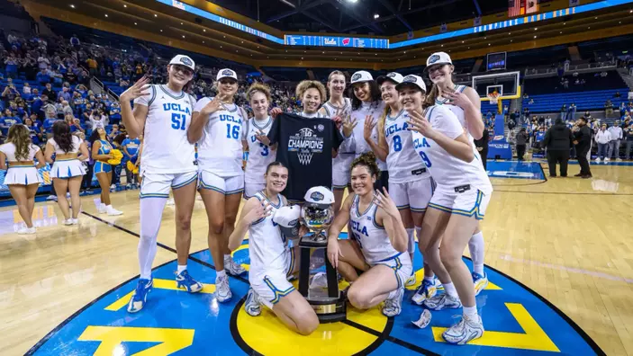 UCLA Women's Basketball_Big Ten Regular Season Championship Trophy_vs Wisconsin (Feb. 22, 2026)
