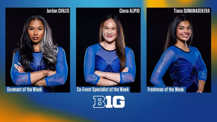 Big Ten Weekly Award Winners Jordan Chiles, Ciena Alipio, Tiana Sumanasekera