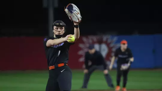 Charley Duran winds up to deliver a pitch at Loyola Marymount, Feb. 5, 2026