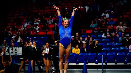 Blake Pascal floor routine at Boise State gymnastics home meet vs. Air Force, Utah State and Sacramento State in ExtraMile Arena on Jan. 30, 2026