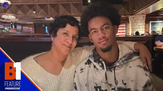 Jaden Mickey poses with his mother, Nilka