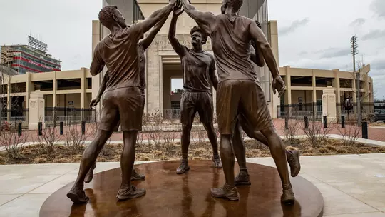 BLOOMINGTON, IN - MARCH 10, 2021 - Spirit of Indiana Statue in Miller Plaza in Bloomington, IN. Photo by Missy Minear/Indiana Athletics