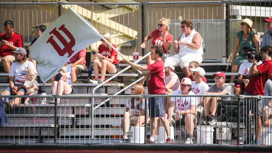 Indiana Field Hockey cheer on the team at Deborah Tobias Field.