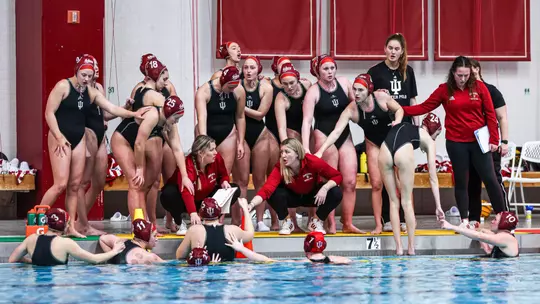 BLOOMINGTON, IN - January 26, 2025 - the Indiana Hoosiers Water Polo team during the game between the University of California, Santa Barbara Gauchos and the Indiana Hoosiers at the Student Recreational Sports Center in Bloomington, IN. Photo By Grace Urbanski/Indiana Athletics