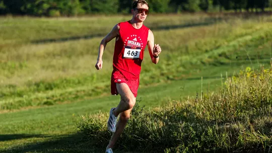 BLOOMINGTON, IN - August 29, 2025 - Brayden Henkle of the Indiana Hoosiers during the Sam Bell Invitational at IU Championship Cross County Course in Bloomington, IN. Photo By \202#2\