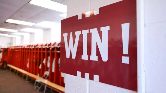 COLLEGE PARK, MD - November 01, 2025 - win sign before the game between the Maryland Terrapins and the Indiana Hoosiers at SECU Stadium in College Park, MD. Photo By Dani Meersman/Indiana Athletics