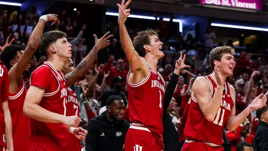 IUBB bench celebration vs. Louisville