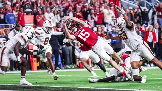 MIAMI GARDENS - January 19, 2026 - quarterback Fernando Mendoza #15 of the Indiana Hoosiers during the National Championship Game between the Miami Hurricanes and the Indiana Hoosiers at Hard Rock Stadium in Miami Gardens, FL. Photo By Indiana Athletics