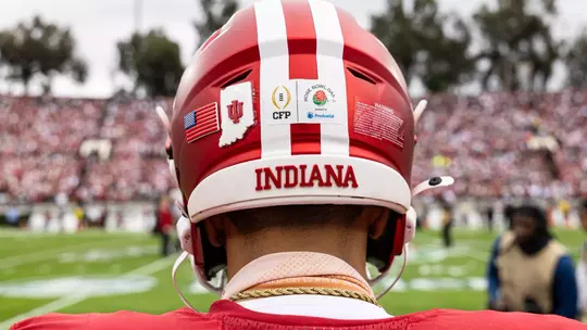 PASADENA, CA - January 1, 2026 - wide receiver Elijah Sarratt #13 of the Indiana Hoosiers before the Rose Bowl Game against the Alabama Crimson Tide and the Indiana Hoosiers at the Rose Bowl Stadium in Pasadena, CA. Photo By Dani Meersman/Indiana Athletics