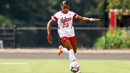 BLOOMINGTON, IN - September 13, 2026 - forward Amaya Falzarano #23 of the Indiana Hoosiers during the game between the Ohio State Buckeyes and the Indiana Hoosiers at Bill Armstrong Stadium in Bloomington, IN. Photo By Easton Zelinsky / Indiana Athletics