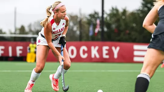 BLOOMINGTON, IN - October 11, 2026- forward/midfielder Molly Stutte #7 of the Indiana Hoosiers during the game between the Ohio University Bobcats and the Indiana Hoosiers at Deborah Tobias Field in Bloomington, IN. Photo By Sophia Kaplan/ Indiana Athletics
