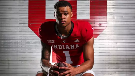 BLOOMINGTON, IN - June 24, 2026 - defensive back Amare Ferrell #1 of the Indiana Hoosiers during Football Production Week at John Mellencamp Pavilion in Bloomington, IN. Photo By Mason Munn/Indiana Athletics