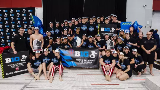MADISON, WI - February 28, 2026 - during the B1G finals at Soderholm Family Aquatic Center in Madison, WI. Photo By Luke Miller/Indiana Athletics