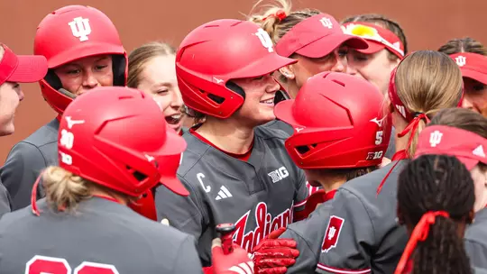BLOOMINGTON, IN - March 14, 2026 - catcher\utility Avery Parker #18 of the Indiana Hoosiers during the game between the Rutgers Scarlet Knights and the Indiana Hoosiers at Andy Mohr Field in Bloomington, IN. Photo By Spencer Meyer/Indiana Athletics