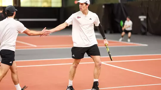Michael Andre of the Indiana Hoosiers during the meet between the USC Trojans and the Indiana Hoosiers at IU Tennis Center in Bloomington, IN.