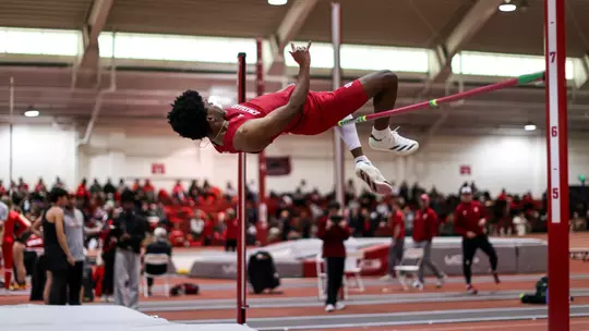 BLOOMINGTON, IN - January 17, 2026 - Lee Martin of the Indiana Hoosiers during the Indiana Invitational at Harry Gladstein Fieldhouse in Bloomington, IN. Photo By Spencer Meyer/Indiana Athletics