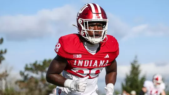 BLOOMINGTON, IN - April 14, 2026 - running back Khobie Martin #28 of the Indiana Hoosiers during practice at Mellencamp field in Bloomington, IN. Photo By Dani Meersman/Indiana Athletics