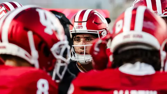 BLOOMINGTON, IN - April 23, 2026 - quarterback Josh Hoover #10 of the Indiana Hoosiers during Spring Game at Merchants Bank Field at Memorial Stadium in Bloomington, IN. Photo By Luke Miller/Indiana Athletics