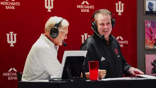 BLOOMINGTON, IN - September 18, 2025 - Indiana Hoosiers Head Coach Curt Cignetti during radio show at Hoosier Hanks in Bloomington, IN. Photo By Dani Meersman/Indiana Athletics