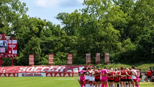 BLOOMINGTON, IN - August 08, 2026 - the Indiana Hoosiers Women's Soccer Team during the game between the Dayton Flyers and the Indiana Hoosiers at Bill Armstrong Stadium in Bloomington, IN. Photo By Peter Davis/Indiana Athletics