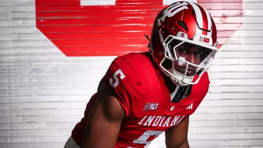 BLOOMINGTON, IN - June 22, 2026 - line backer Rolijah Hardy #5 of the Indiana Hoosiers during production week at John Mellencamp Pavilion in Bloomington, IN. Photo By Peter Davis/Indiana Athletics