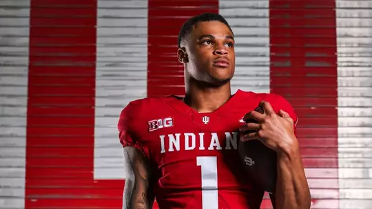 BLOOMINGTON, IN - June 24, 2026 - defensive back Amare Ferrell #1 of the Indiana Hoosiers during Football Production Week at John Mellencamp Pavilion in Bloomington, IN. Photo By Mason Munn/Indiana Athletics