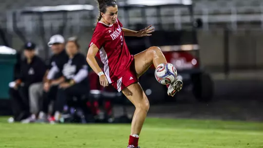 BLOOMINGTON, IN - September 24, 2026 - defender Annabelle "Bella" Haggerty #3 of the Indiana Hoosiers during the game between the Minnesota Golden Gophers and the Indiana Hoosiers at Bill Armstrong Stadium in Bloomington, IN. Photo By Peter Davis/Indiana Athletics