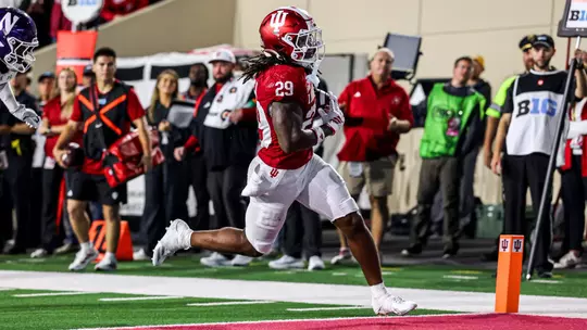 BLOOMINGTON, IN - September 25, 2026 - Lee Beebe Jr. #29 of the Indiana Hoosiers during the game between the Northwestern Wildcats and the Indiana Hoosiers at Merchants Bank Field at Memorial Stadium in Bloomington, IN. Photo By Indiana Athletics