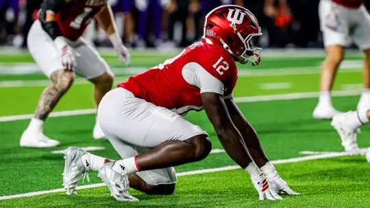 BLOOMINGTON, IN - September 25, 2026 - defensive lineman Tobi Osunsanmi #12 of the Indiana Hoosiers during the game between the Northwestern Wildcats and the Indiana Hoosiers at Merchants Bank Field at Memorial Stadium in Bloomington, IN. Photo By Indiana Athletics