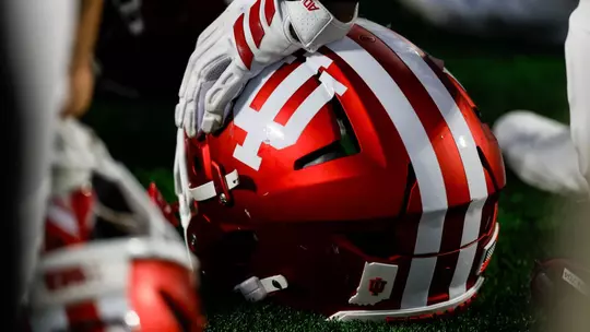 BLOOMINGTON, IN - August 25, 2026 - helmet during practice at Merchants Bank Field at Memorial Stadium in Bloomington, IN. Photo By Dani Meersman/Indiana Athletics