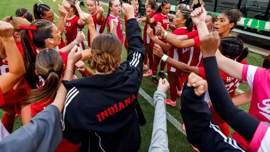BLOOMINGTON, IN - August 12, 2026 - the Indiana Hoosiers Women's Soccer Team during the game between the Hampton Pirates and the Indiana Hoosiers at Bill Armstrong Stadium in Bloomington, IN. Photo By Peter Davis\Indiana Athletics